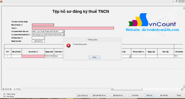 Thông báo tệp hồ sơ thuế TNCN